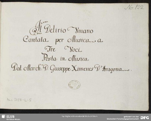 Il delirio umano - Mus.3037-L-5 : V (3), orch, bc
