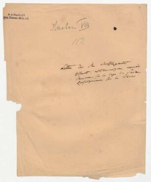 Umschlag gr. Kasten 8, Nr. 112/1-112/8 mit dem Titel "Lettres de Mr. Boussingault", nebst weiterer Notizen