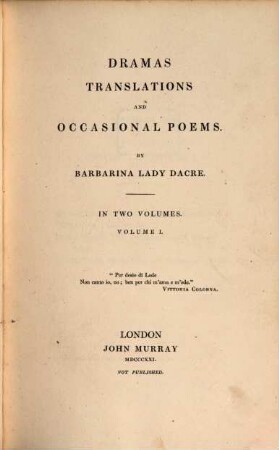 Dramas, translations and occasional poems, 1