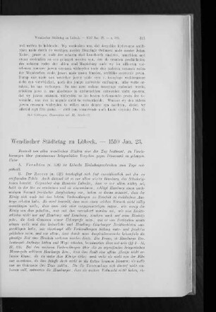 Wendischer Städtetag zu Lübeck. - 1510 Jan. 23.