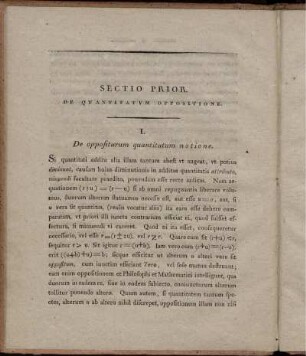 Sectio Prior. De Quantitatum Oppositione.