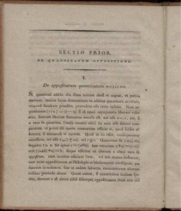 Sectio Prior. De Quantitatum Oppositione.