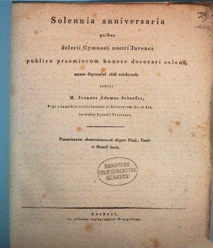 Observationes ad aliquot Plinii, Taciti et Horatii locos