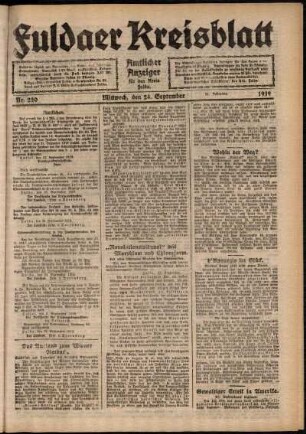 Ausgabe vom Mittwoch, den 24. September 1919.
