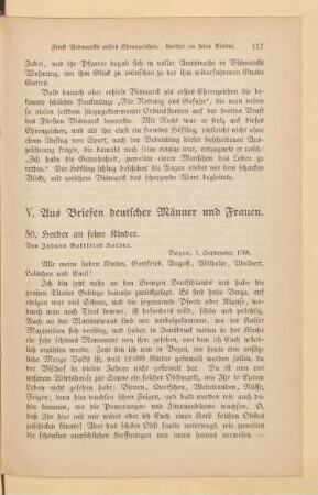 V. Aus Briefen deutscher Männer und Frauen