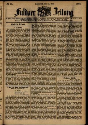 Ausgabe vom Samstag, den 24. April 1886.