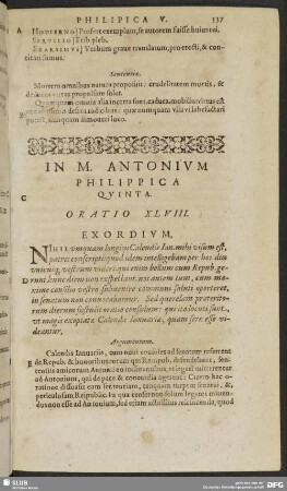 In M. Antonium Philippica Quinta. Oratio XLVIII.