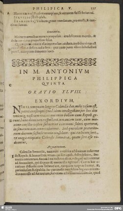 In M. Antonium Philippica Quinta. Oratio XLVIII.