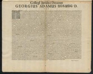 Collegii Juridici Decanus Georgius Adamus Struve, D., S. L. P.