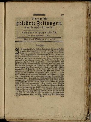 Acht und vierzigstes Stück, den 21ten November, 1789.