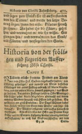 Historia von der fröligen und siegreichen aufferstehung Jesu Christi.