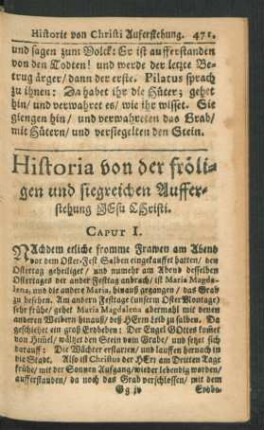 Historia von der fröligen und siegreichen aufferstehung Jesu Christi.