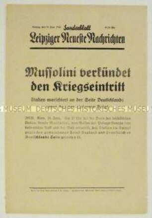 Sonderblatt der "Leipziger Neuesten Nachrichten" zum Kriegseintritt Italiens