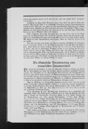 Die ökumenische Verantwortung einer evangelischen Jungmannschaft
