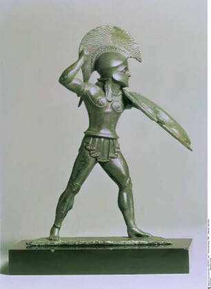 Archaische Statuette eines kämpfenden Kriegers (Hoplit)
