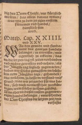 Matth. Cap. XXIIII. und XXV.