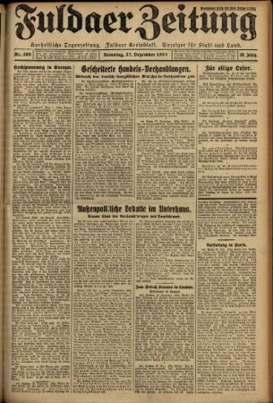 Erste Ausgabe vom Samstag, den 23. Dezember 1933.