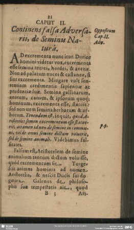 Caput II. Continens falsa Adversarii, de Seminis Natura