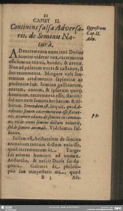 Caput II. Continens falsa Adversarii, de Seminis Natura
