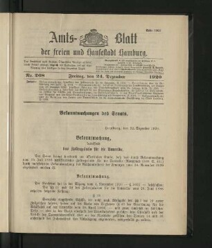 No. 268, 24. Dezember 1920
