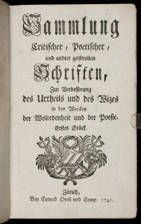 1: Sammlung critischer, poetischer und anderer geistvollen Schriften