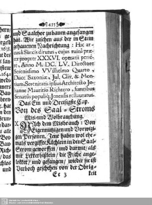 Das Ein und Dreisigste Cap. Von des Saal-Stroms Mis- und Wolbrauchung