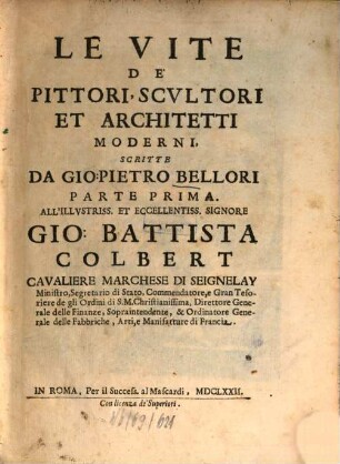 Le vite de'pittori, scultori et architetti moderni