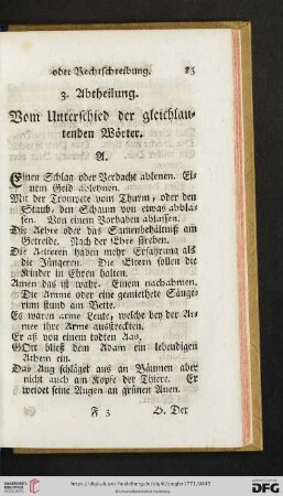 3. Abtheilung: Vom Unterschied der gleichlautenden Woerter