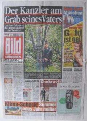 Tageszeitung "Bild" zum Besuch von Bundeskanzler Schröder am Grab seines im 2. Weltkrieg gefallenen Vaters im Rumänien