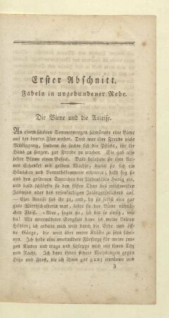 Erster Abschnitt. Fabeln in ungebundener Rede