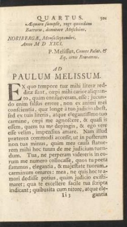 Ad Paulum Melissum.