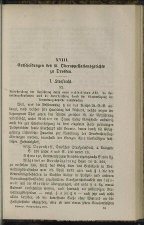 XVIII. Entscheidungen des K. Oberappellationsgerichts zu Dresden