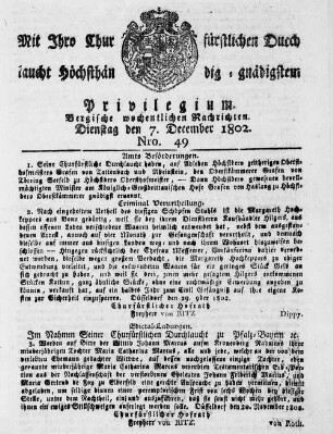Bergische wöchentliche Nachrichten