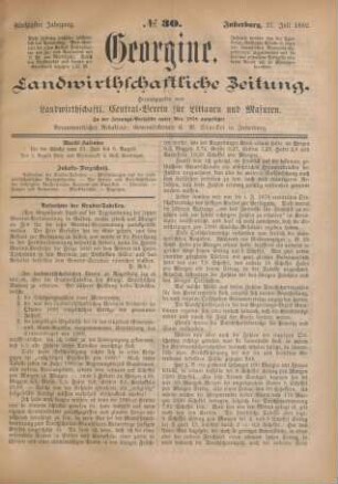 Fünfzigster Jahrgang. No. 30. Insterburg, 27. Juli 1882.