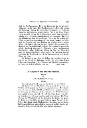 Die Eigenart des Kunstunterrichts : Vortrag ; (Schluß)