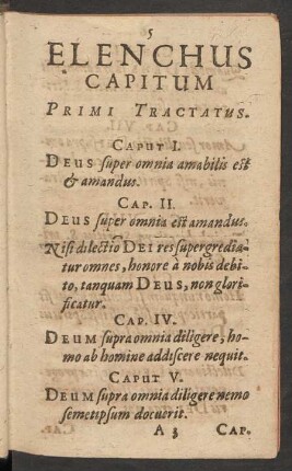 Elenchus Capitum Primi Tractatus.