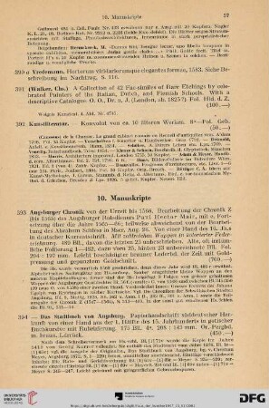 10. Manuskripte (Nr. 393- 402)