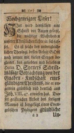 Hochgeneigter Leser!