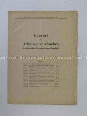 Sonderdruck der "Tribüne" mit dem Entwurf des Arbeitsgesetzbuches der DDR