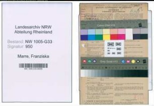 Entnazifizierung Franziska Marre , geb. 17.01.1891 (Lehrerin)