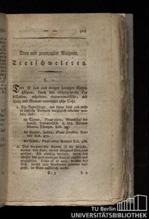 Drey und zwanzigster Abschnitt. Teerschwelerey