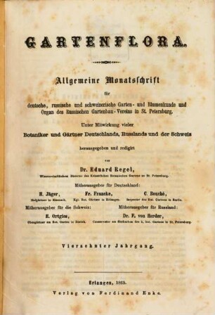 Gartenflora : Blätter für Garten- u. Blumenkunde. 14. 1865