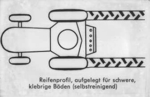 Reifenprofil aufgelegt für schwere, klebrige Böden (selbstreinigend)