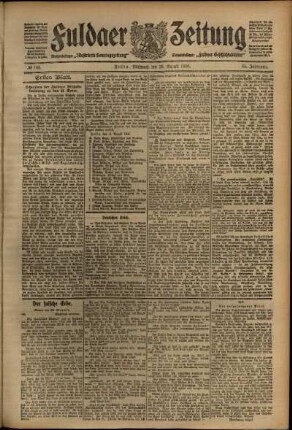 Erste Ausgabe vom Mittwoch, den 26. August 1908.