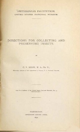 Directions for collecting and preserving insects