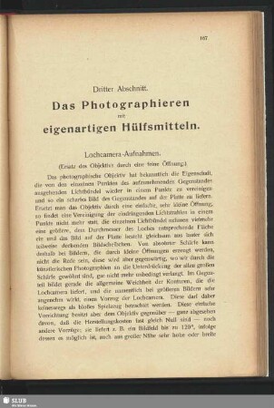 Dritter Abschnitt. Das Photographieren mit eigenartigen Hülfsmitteln