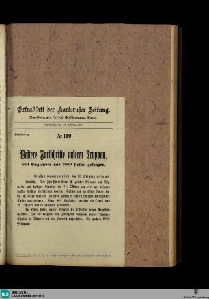 Karlsruher Zeitung, Extrablatt No. 119, Weitere Fortschritte unserer Truppen