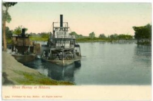 Mildura, Australien. River Murray mit Raddampfer Steamer "GEM". Published by Aug. Müller