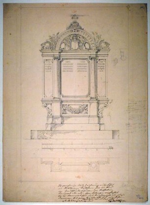 Entwurfszeichnung für Grabdenkmal für Graf von Otting und Fünfstetten (?)