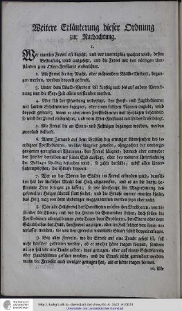 Weitere Erläuterung dieser Ordnung zur Nachachtung